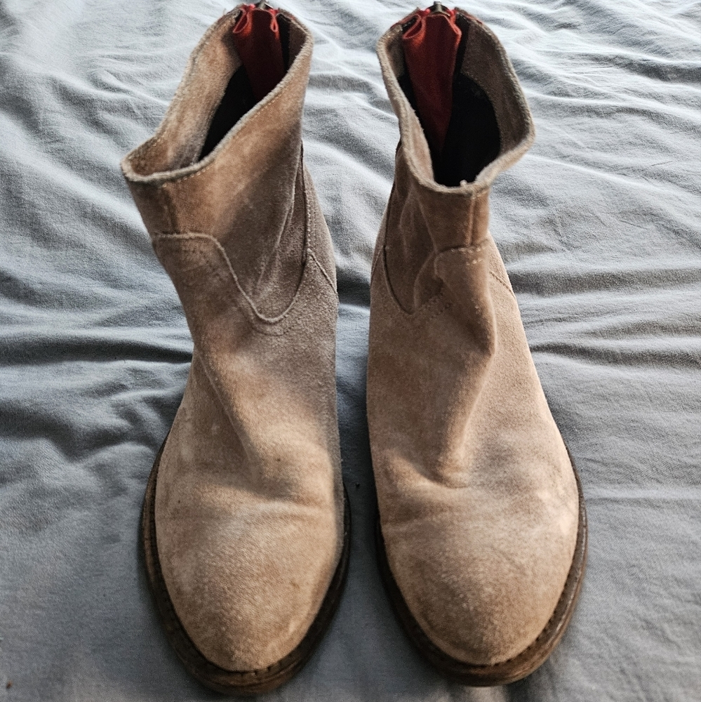 Browns 38 7.5 suede Leather booties ankle boots 7 1/2 - Picture 2 of 9